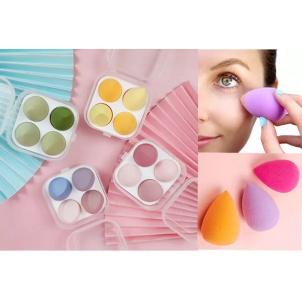 4Pcs Colourful Makeup Sponges Wet And Dry Up Tools Sponges Applicators & Cotton