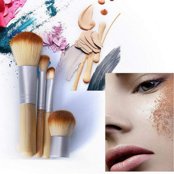 4Pcsset Bamboo Cosmetic Brush Foundation Powder Eyeshadow Makeup Tool Log Color