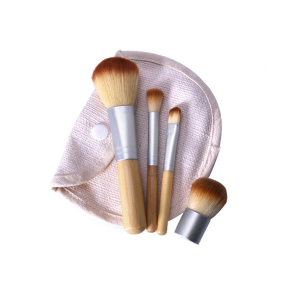 4Pcsset Bamboo Cosmetic Brush Foundation Powder Eyeshadow Makeup Tool Log Color Brushes