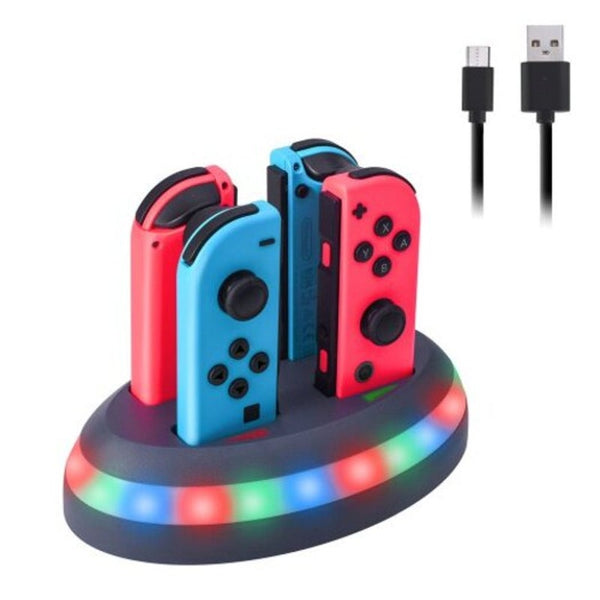 4Port Controller Charger Led Charging Dock For Switch Joy Black Chargers & Charging Docks
