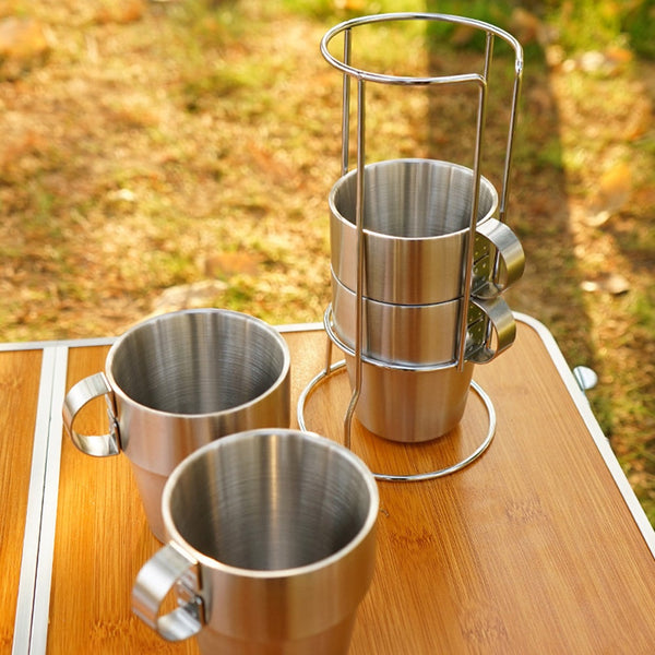 4X Coffee Cup Portable Travel Mug Barbecue Outdoor Picnic Hiking Camping Drinkware Tea