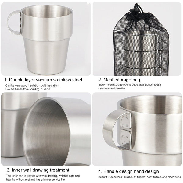 4X Coffee Cup Portable Travel Mug Barbecue Outdoor Picnic Hiking Camping Drinkware Tea Mugs