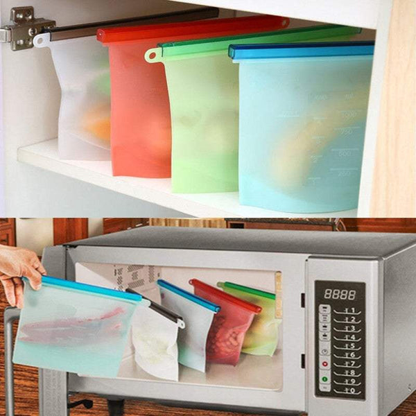 Freezer Sandwich Bags 4X Or 8X 1000Ml Reusable Silicone Food Storage Airtight