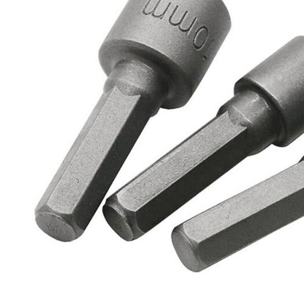 5 13Mm / 4 Inch Hex Shank Crv Screwdriver Socket Sleeve Nozzles Nut Driver Drill Bit Adapter 9Pcs Silver Drill Bits