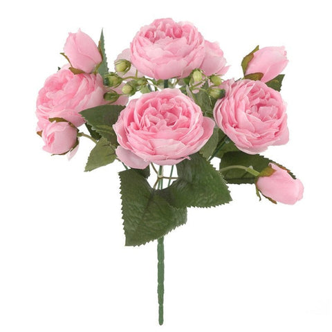5 Heads Of Bud Peony Artificial Flower Home Decoration Wedding Rose Bouquet Wall Vase Arrangement Pink