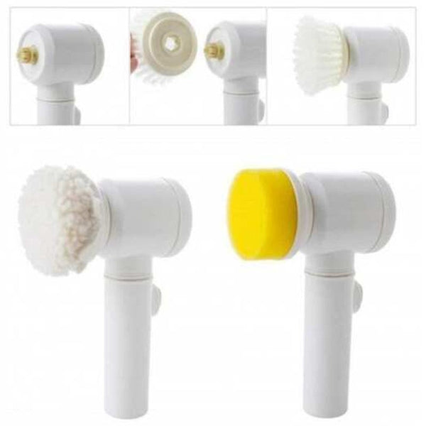 5 In 1 Magic Electric Cleaning Brush Bathroom Scrubber Kitchen Bathtub Cleaner White Cleaning Brushes