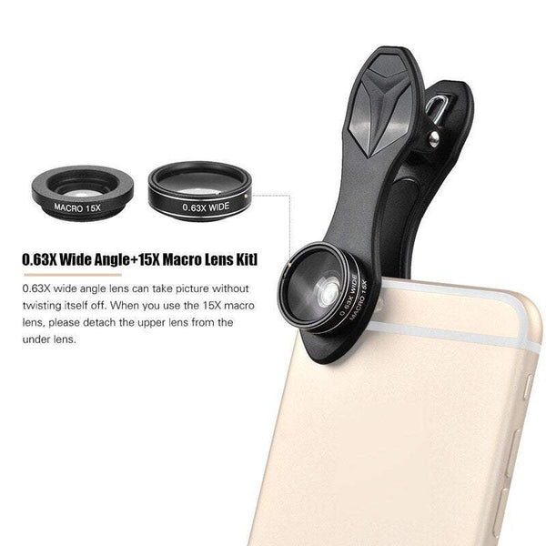 Phone Accessory Kits 5 In 1 Mobile Lens 198 Fisheye 0.63X Wide Angle 15X Macro 2X Telescope Cpl For Iphone Samsung Huawei Xiaomi Smartphone Other Mobi