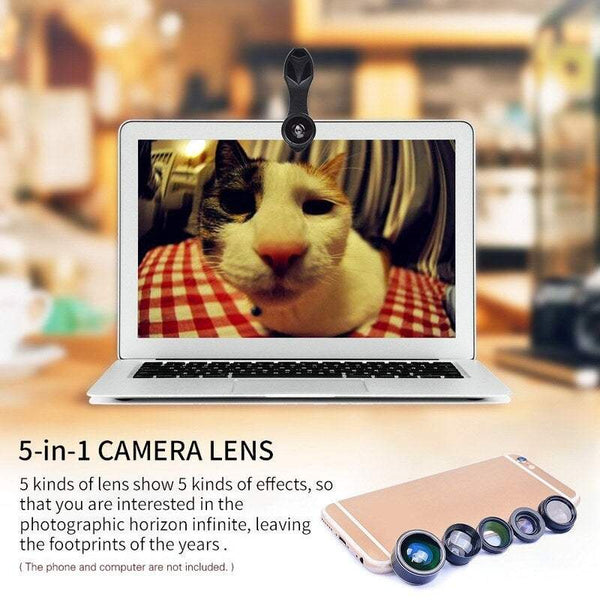 Phone Accessory Kits 5 In 1 Mobile Lens 198 Fisheye 0.63X Wide Angle 15X Macro 2X Telescope Cpl For Iphone Samsung Huawei Xiaomi Smartphone Other Mobi