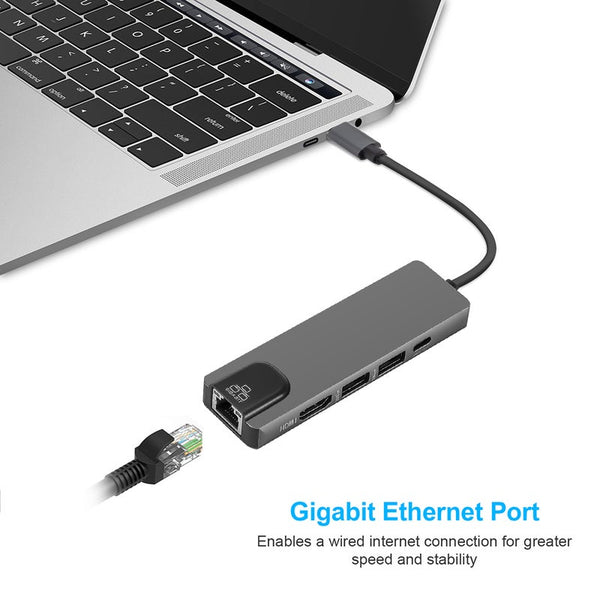 5 In 1 Usb C Hub To Hdmi Compatible Gigabit Ethernet Rj45 Adapter For Macbook Pro Ipad 11 12.9 2018 Thunderbolt 3 Type Usb Cables Hubs & Adapters