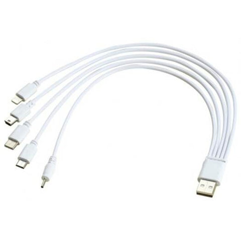 5 In 1 Usb Charging Cable For Micro / 8 Pin Type Mini Dc 2.0Mm Port White Cables & Adapters