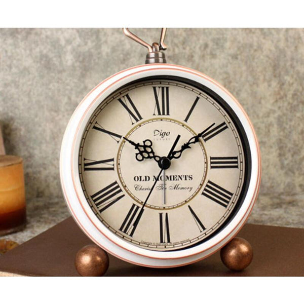 5 Inch Retro Creative Alarm Clock Wall Decoration White Roman Digital Desk Alarm Clocks & Clock Radios