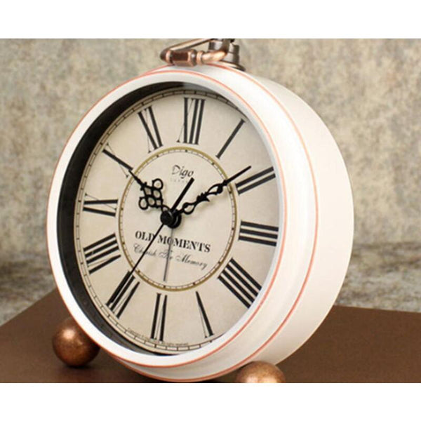 5 Inch Retro Creative Alarm Clock Wall Decoration White Roman Digital Desk Alarm Clocks & Clock Radios