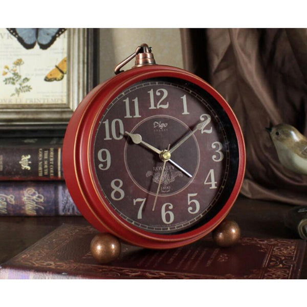 5 Inches Retro Electronic Alarm Clock Red Creative Decoration Bedroom Decorative Table