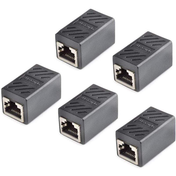 Network Cards Adapters 5 Pack Rj45 Coupler Ethernet Cable Extender Linear For Cat7 Cat6 Cat5e Female To Black Splitters Couplers & Adapters