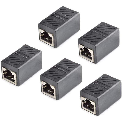 Network Cards Adapters 5 Pack Rj45 Coupler Ethernet Cable Extender Linear For Cat7 Cat6 Cat5e Female To Black Splitters Couplers & Adapters