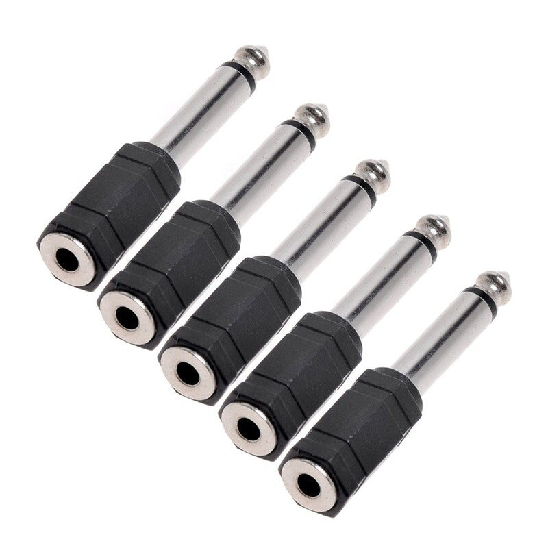 5 Pcs Headphone Jack Adapter Audio Stereo Plug 6.5Mm Male To 3.5Mm Female Earphone Converter Black Cables & Adapters
