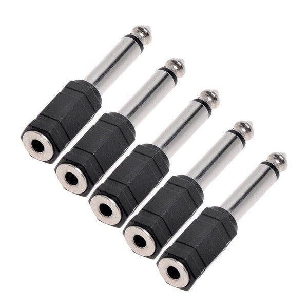 Cables & Adapters 5 Pcs Headphone Jack Adapter Audio Stereo Plug 6.5Mm Male To 3.5Mm Female Earphone Converter Black