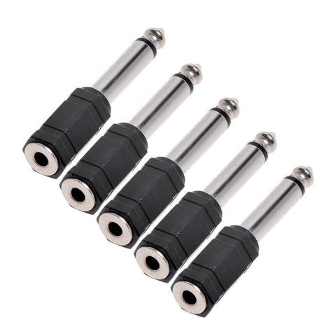 Cables & Adapters 5 Pcs Headphone Jack Adapter Audio Stereo Plug 6.5Mm Male To 3.5Mm Female Earphone Converter Black