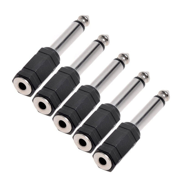 5 Pcs Headphone Jack Adapter Audio Stereo Plug 6.5Mm Male To 3.5Mm Female Earphone Converter Black Cables & Adapters
