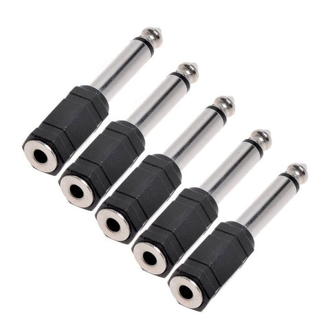 5 Pcs Headphone Jack Adapter Audio Stereo Plug 6.5Mm Male To 3.5Mm Female Earphone Converter Black Cables & Adapters