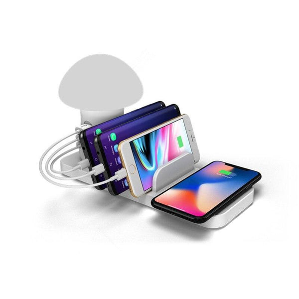 5 Port Multi Usb Smart Charging Station Mushroom Lamp Charger Stand For Iphone Ipad Lamps