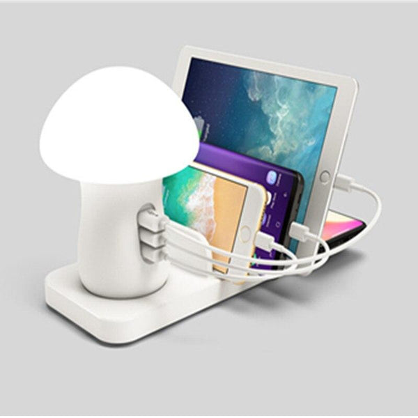 5 Port Multi Usb Smart Charging Station Mushroom Lamp Charger Stand For Iphone Ipad Lamps