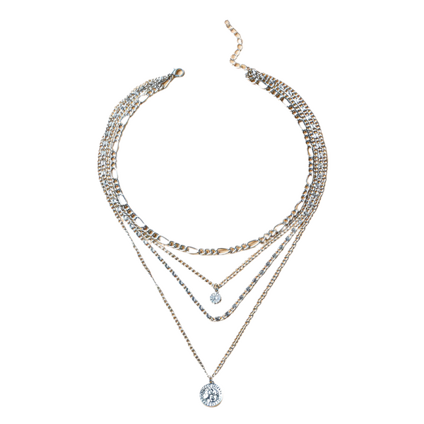 Veile Studios Chunky Gold Necklace Charm For Women Layered Silver Coin Jewelry Necklaces & Pendants