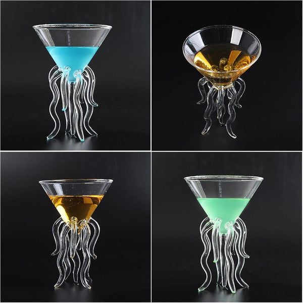 Octopus 13Cm tail Glass Shot Transparent Jellyfish Cup Drinkware tail & Liquor Glasses