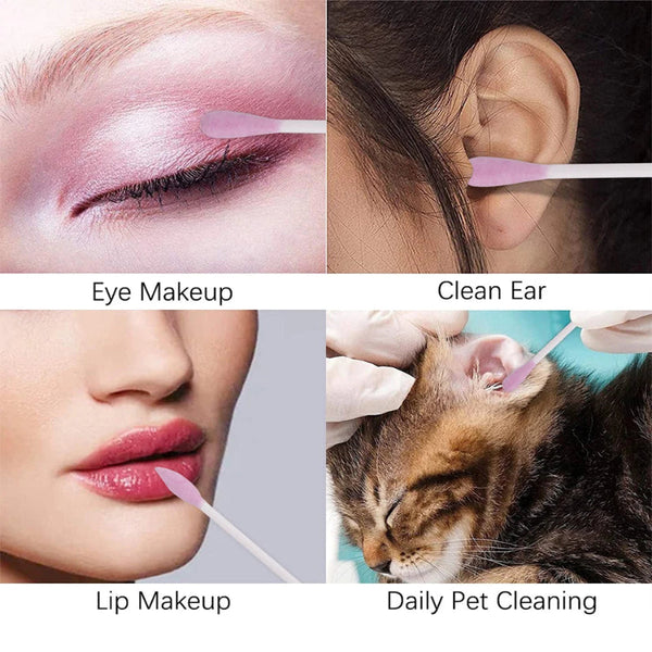100/200/300Pcs Disposable Double Head Wood Cotton Swab Lipstick Ear Cleaning Buds Makeup Sticks Swabs Tools Sponges Applicators & Cotton