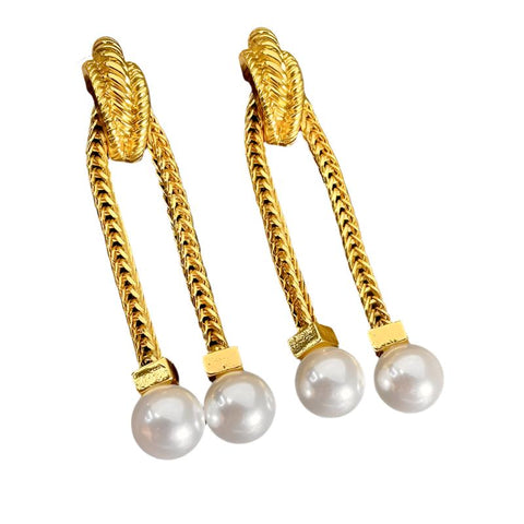 Veile Studios Medieval Golden Chain Fashionable Metal High End Tassel Earrings