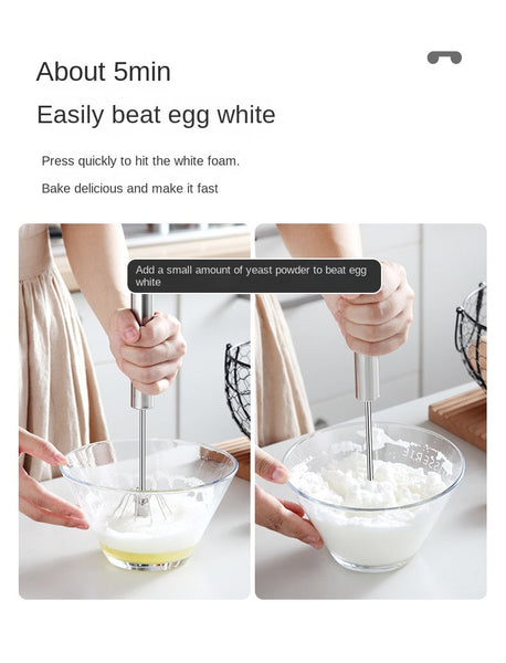Stainless Steel Egg Beater Semi Automatic Hand Press Rotary Household Kitchen Manual Other Kitchen Gadgets