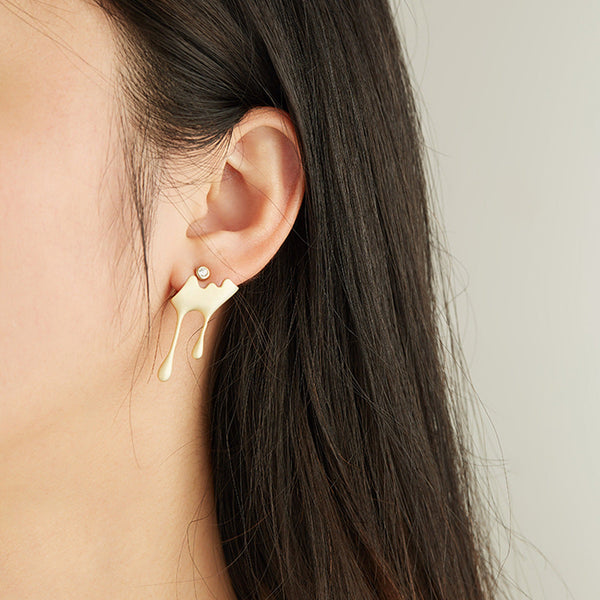 Veile Studios Honey Drop Asymmetric Sterling Silver Fashionable Commuter Style Earrings