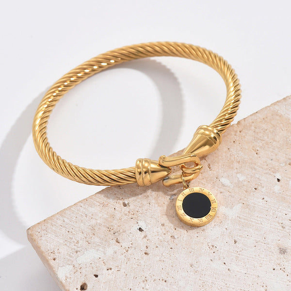 Veile Studios Versatile Roman Numeral Pendant Fried Dough Twists Multicolour Stainless Steel Bracelet Bracelets