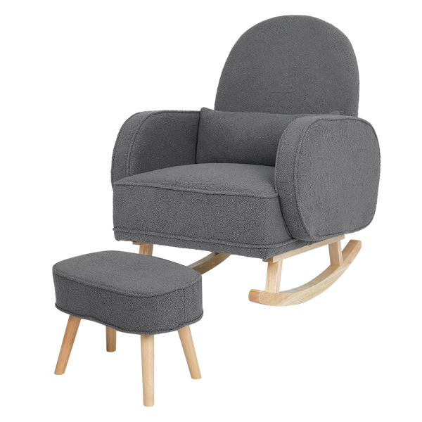Levede Fleece Rocking Chair With Footstool Sofas Armchairs & Couches
