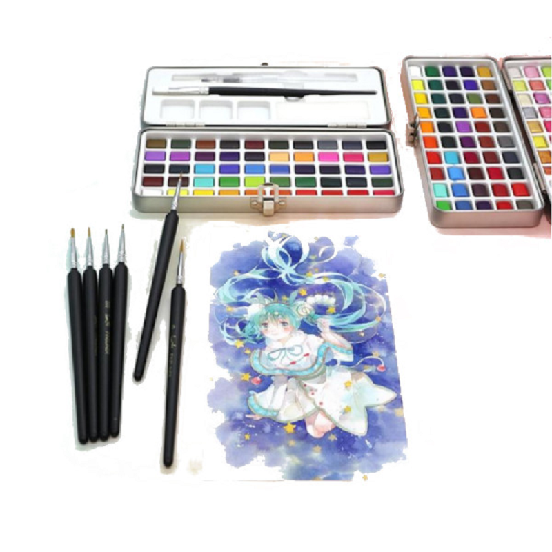 50 Colours Watercolour Paint Set In Portable Metal Box Paint Sets