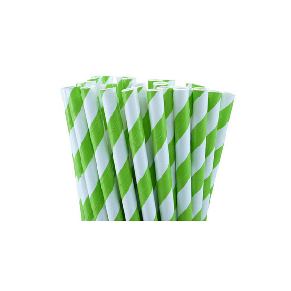 50 Pack Green White Drinking Straws Biodegradable Eco Paper Birthday Party Event Bistro Bar Cafe Take Away