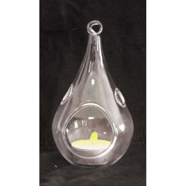 My Decorations 50 Wholesale Pack Hanging Clear Glass Tealight Candle Holder Tear Drop Pear Shape 12Cm High Terrarium Plant Mini Garden Vases