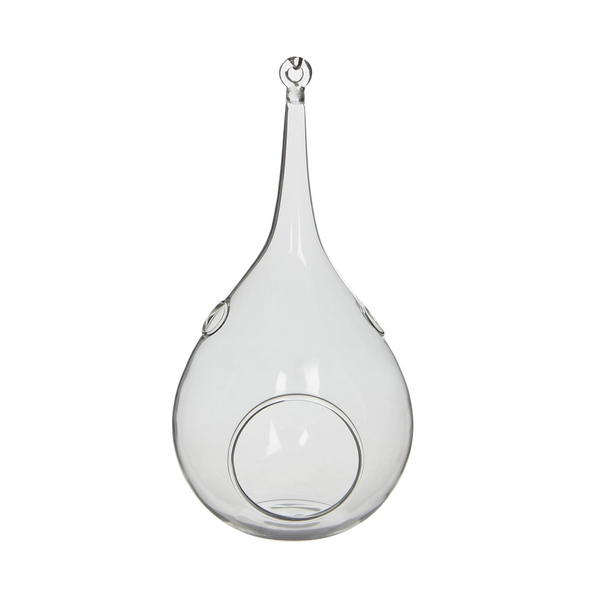 My Decorations 50 Wholesale Pack Hanging Clear Glass Tealight Candle Holder Tear Drop Pear Shape 12Cm High Terrarium Plant Mini Garden Vases