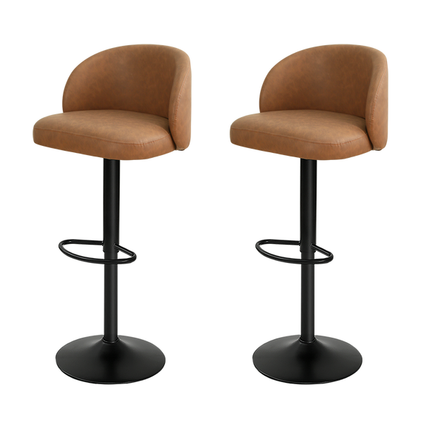 Levede 4X Bar Stool Swivel Gas Lift Pu Leather Brown Benches Bar Stools