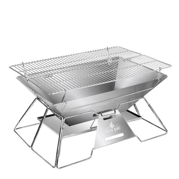 Levede Folding Bbq Charcoal Grill Silver Camping Stoves Ovens & Bbqs