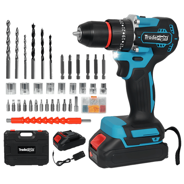 Traderight 21V Cordless Impact Drill With Led Light Cordless Drills