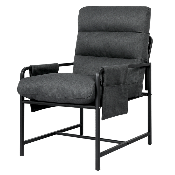 Levede Metal Framed Lounge Chair Linen In Dark Grey Loungers