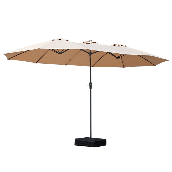 Centra 4M Double Sided Patio Umbrella Outdoor Base Stand Khaki Patio Umbrellas