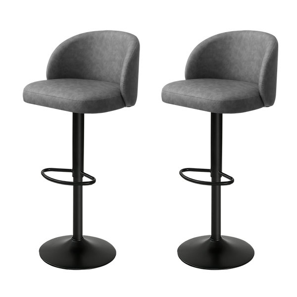 Levede 4X Bar Stool Swivel Gas Lift Pu Leather Grey Benches Bar Stools