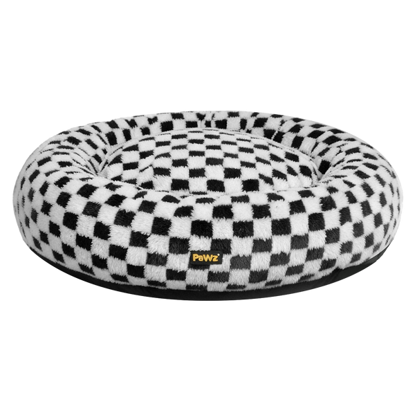 Pawz Circular Plush Dog Cosy Bed Calming Pet 70Cm X 11Cm Black And White Pet Beds