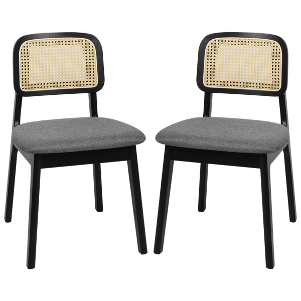 Levede 2X Dining Chair Wood Rattan Armless Black Dining Chairs
