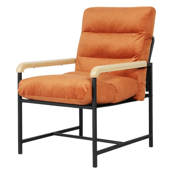 Levede Metal Framed Lounge Chair Velvet In Orange Loungers