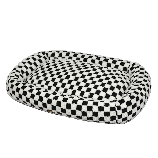 Pawz Dog Bed Calming Pet Plush Soft Washable 90Cm X 60Cm 11Cm Black And White Pet Beds