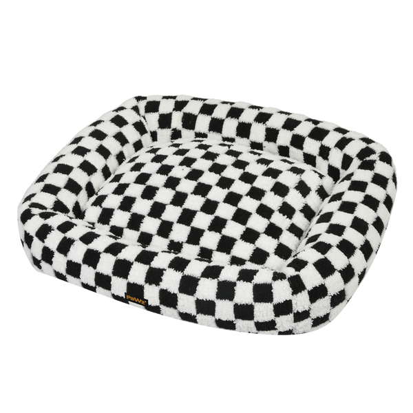 Pawz Dog Bed Calming Pet Plush Soft Washable 90Cm X 60Cm 11Cm Black And White Pet Beds