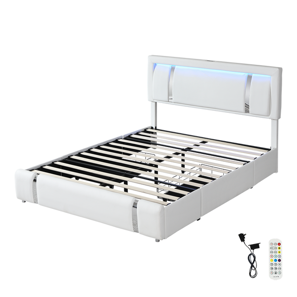 Levede Queen Bed Frame With Adjustable Headboard White Queen Bed Frames